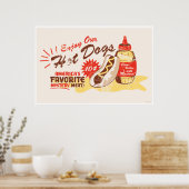 Hot-dog afdrukken poster (Keuken)