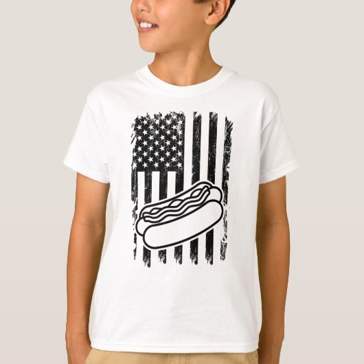 HOT DOG America Flag Hot Dog Eating Contest Hot T-shirt (Voorkant)