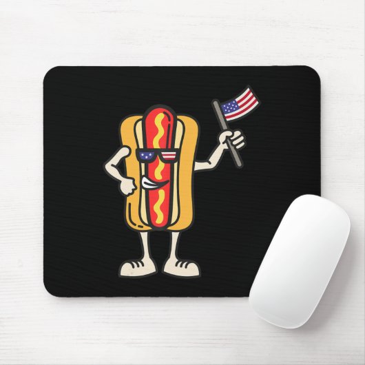 Hot Dog American Flag Juli 4e Patriotic BBQ Cooko Muismat (Met muis)