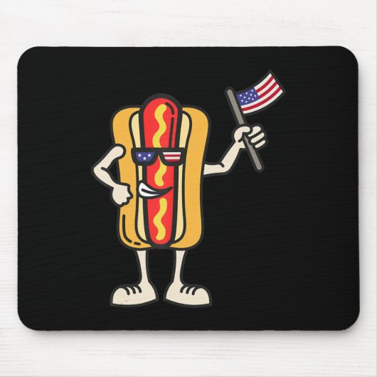 Hot Dog American Flag Juli 4e Patriotic BBQ Cooko Muismat (Voorkant)