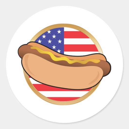 Hot Dog American Flag Ronde Sticker (Voorkant)