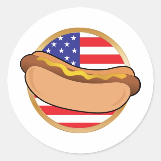 Hot Dog American Flag Ronde Sticker (Voorkant)