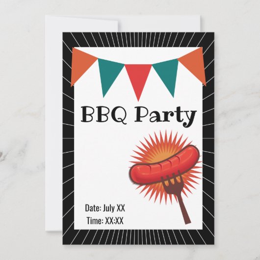 Hot Dog Backyard BBQ Barbecue Party Kaart (Voorkant)