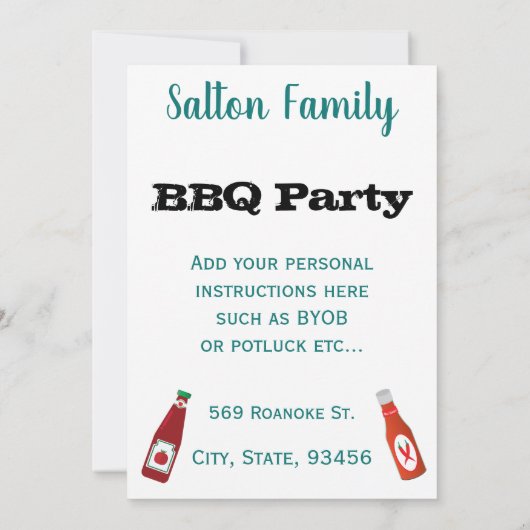Hot Dog Backyard BBQ Barbecue Party Kaart (Achterkant)