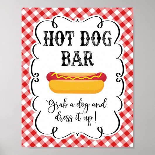 Hot Dog Bar Red Gingham I Do BBQ Poster (Voorkant)