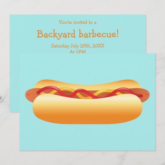 Hot Dog Barbecue Party Kaart (Voorkant / Achterkant)