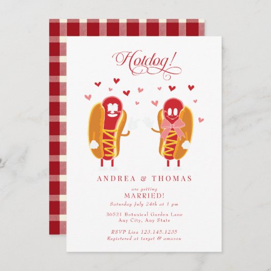 Hot Dog | BBQ | Koppels Vrijgezellenfeest Kaart (Voorkant / Achterkant)