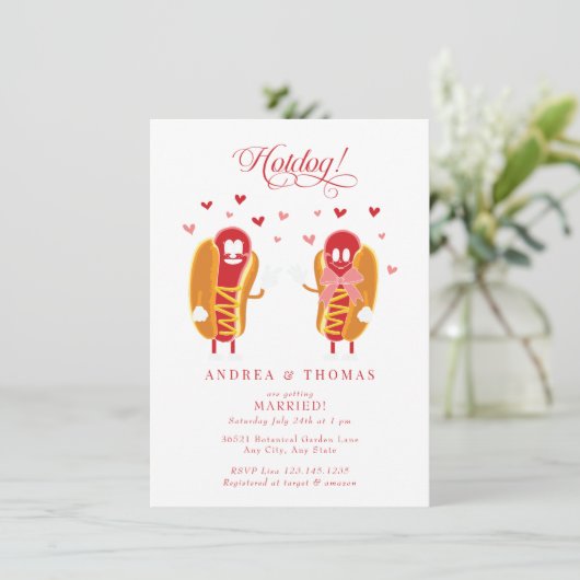 Hot Dog | BBQ | Koppels Vrijgezellenfeest Kaart (Staand voorkant)