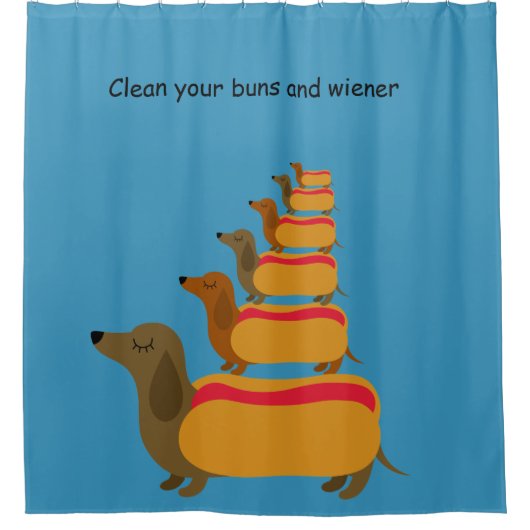 Hot Dog Buns Dachshund Douchegordijn (Voorkant)