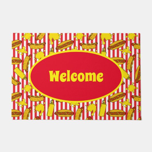 Hot Dog Cart Diner en Restaurant Welkom Deurmat (Voorkant)