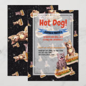 Hot Dog Cat Party Uitnodiging (Voorkant / Achterkant)