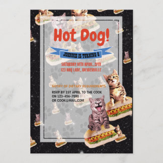 Hot Dog Cat Party Uitnodiging