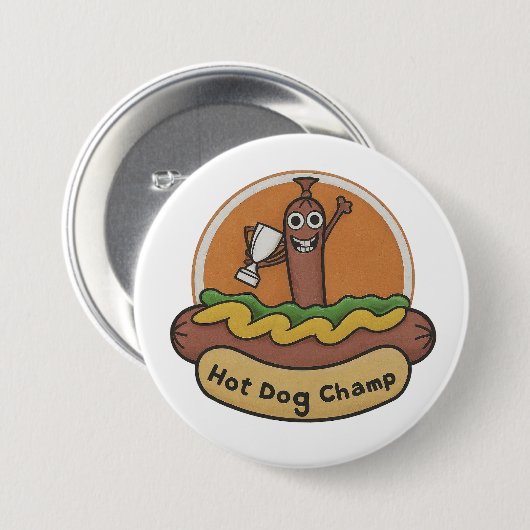 Hot Dog Champ Ronde Button 7,6 Cm (Voorkant /achterkant)