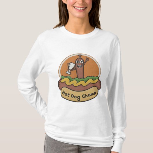 Hot Dog Champ Weiner Trophy Cute Foodie T-shirt (Voorkant)