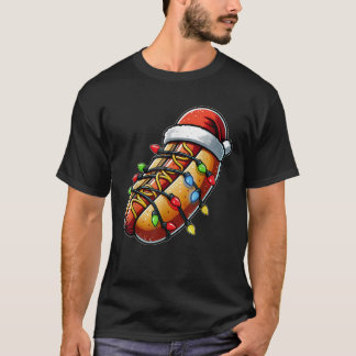 Hot Dog Christmas Hat Xmas  T-shirt