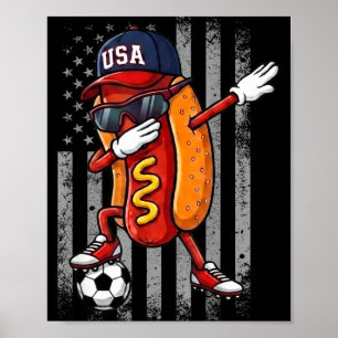 Hot Dog Dabbing Grappige Voetbal Jongens Meisjes K Poster