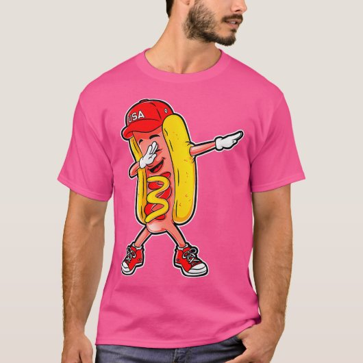 Hot dog Dabbing T shirt Funny Meme Hotdog Merica (Voorkant)