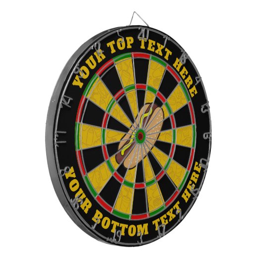 Hot Dog Dartboard met aangepaste tekst Dartbord (Voorkant Links)