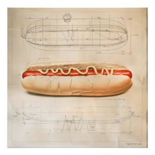 Hot Dog-diagram Foto Afdruk
