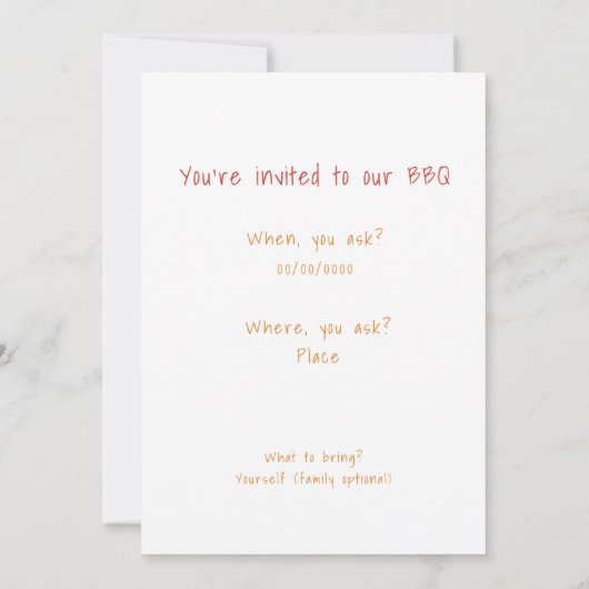 Hot Dog Drawing BBQ Party - Uitnodiging (Achterkant)