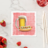 Hot Dog en Bier Op Gingham Servet (Insitu)