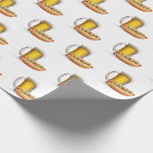 Hot Dog en Bier Op Wit Cadeaupapier (Hoek)