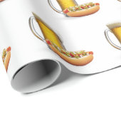Hot Dog en Bier Op Wit Cadeaupapier (Rol Hoek)