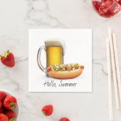 Hot Dog en Bier Op Wit Servet (Insitu)