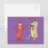 Hot Dog en Bun - Love at First Sight Briefkaart (Voorkant / Achterkant)