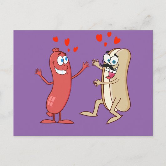 Hot Dog en Bun - Love at First Sight Briefkaart (Voorkant)
