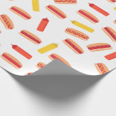 Hot Dog Fast Food BBQ Patroon Cadeaupapier (Hoek)