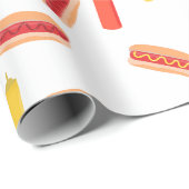Hot Dog Fast Food BBQ Patroon Cadeaupapier (Rol Hoek)