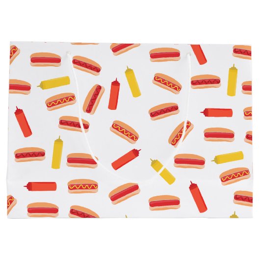 Hot Dog Fast Food BBQ Patroon Groot Cadeauzakje (Achterkant)