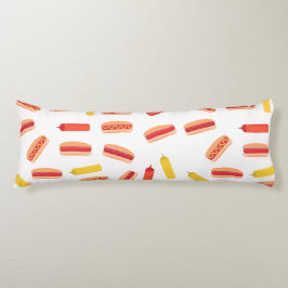 Hot Dog Fast Food BBQ Patroon Lichaamskussen