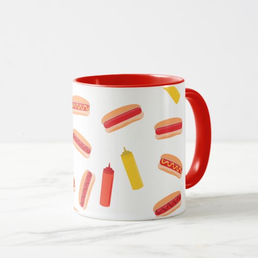 Hot Dog Fast Food BBQ Patroon Mok (Voorkant rechts)