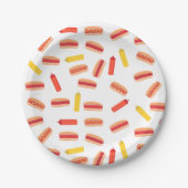 Hot Dog Fast Food BBQ Patroon Papieren Bordje (Voorkant)