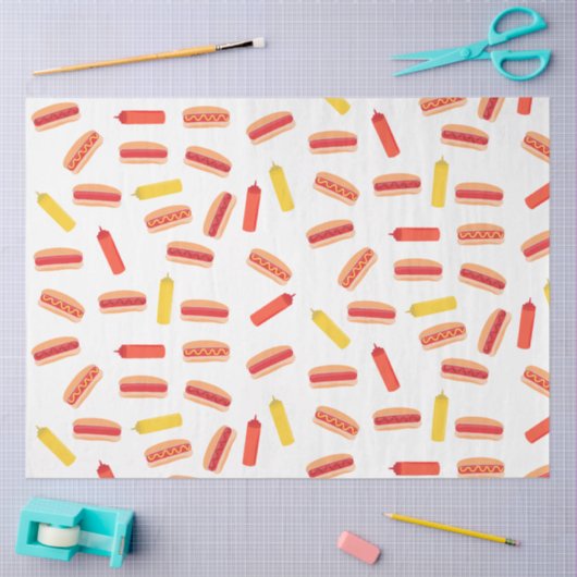 Hot Dog Fast Food BBQ Patroon Tissuepapier (Craft)