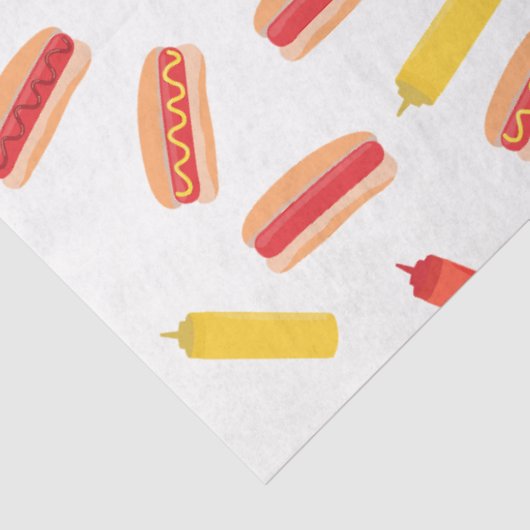 Hot Dog Fast Food BBQ Patroon Tissuepapier (Detail)