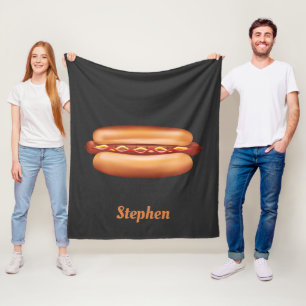 Hot Dog Fast Food illustratie met aangepaste naam Fleece Deken