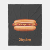 Hot Dog Fast Food illustratie met aangepaste naam Fleece Deken (Voorkant)