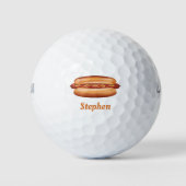 Hot Dog Fast Food illustratie met aangepaste naam Golfballen (Voorkant)