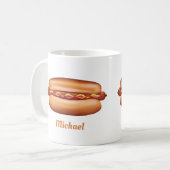 Hot Dog Fast Food illustratie met aangepaste naam Koffiemok (Voorkant links)