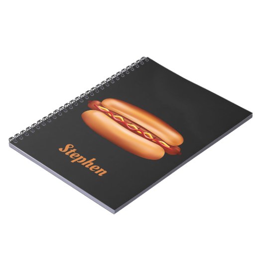Hot Dog Fast Food illustratie met aangepaste naam Notitieboek (Linkerzijde)