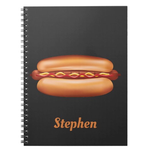 Hot Dog Fast Food illustratie met aangepaste naam Notitieboek (Voorkant)