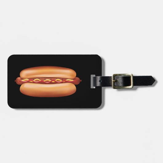 Hot Dog Fast Food illustratie met aangepaste tekst Bagagelabel (Voorkant horizontaal)