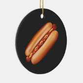 Hot Dog Fast Food illustratie met aangepaste tekst Keramisch Ornament (Rechts)