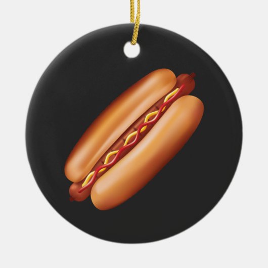 Hot Dog Fast Food illustratie met aangepaste tekst Keramisch Ornament (Voorkant)