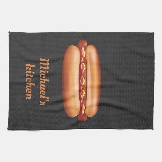 Hot Dog Fast Food illustratie met aangepaste tekst Theedoek (Horizontaal)