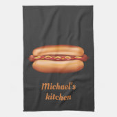 Hot Dog Fast Food illustratie met aangepaste tekst Theedoek (Verticaal)