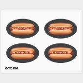 Hot Dog Fast Food Illustratie Ovale Sticker (Vel)